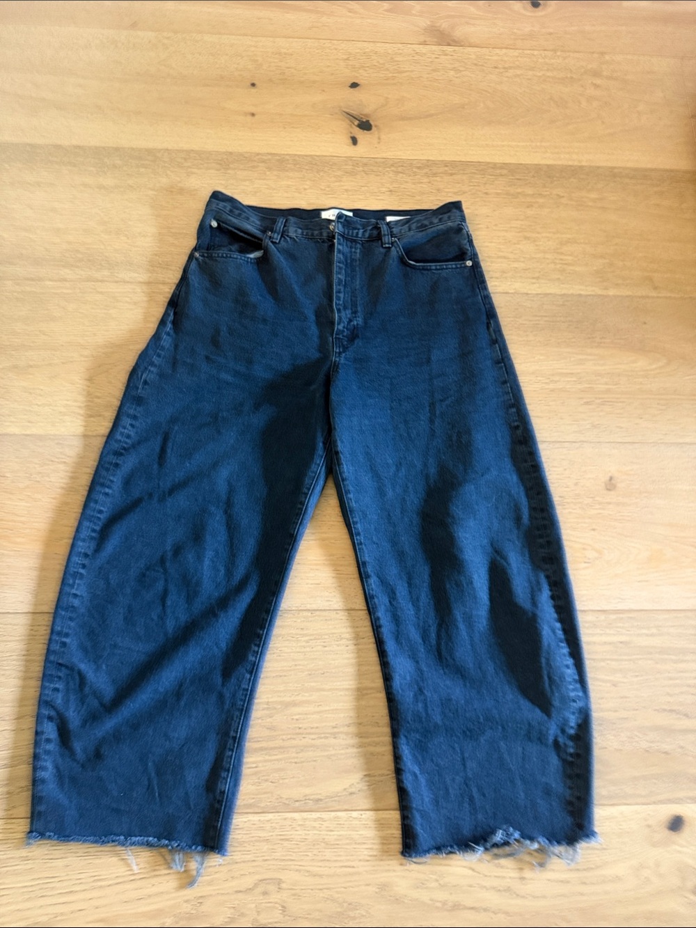 Frame Denim Indigo Wide Boot-Cut Jeans